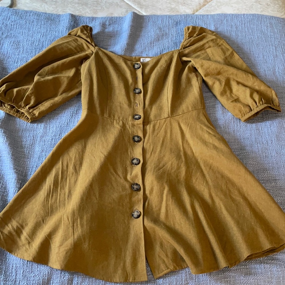 Olive green button up cotton dress from Zara
